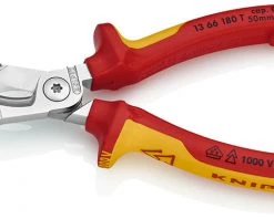 Knipex Pince Et Ciseaux 13 66 180 T 1366180T Outil à Dénuder VDE 180 Mm Avec Coupe-câble Et Crochet De Montage