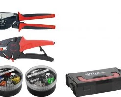 Wiha Pince Et Ciseaux 93001002 Jeu D'outils De Dénudage Et De Sertissage 5 Pièces Avec Embouts 500 Pièces, Code Couleur 2 (DE) En L-Boxx Mini