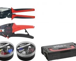 Wiha Pince Et Ciseaux 93001003 Jeu D'outils De Dénudage Et De Sertissage 5 Pièces Avec Embouts 500 Pièces Code Couleur DIN En L-Boxx Mini