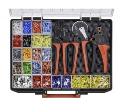 Wiha Pince Et Ciseaux 93001011 Jeu D'outils De Dénudage Et De Sertissage 4 Pièces Avec éléments De Connexion 2 600 Pièces Code Couleur 1 (FR) En Boîte D'assortiment