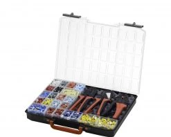 Wiha Pince Et Ciseaux 93001013 Jeu D'outils De Dénudage Et De Sertissage 4 Pièces Avec éléments De Connexion 2 600 Pièces Code Couleur DIN En Boîte D'assortiment