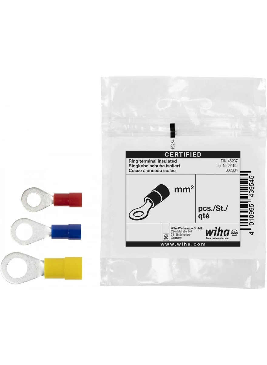 Wiha Pince Et Ciseaux C020F005010 Cosse De Câble Annulaire Isolée 100 Pièces Selon DIN 0,5 - 1 Mm², M6 2 Wiha Pince Et Ciseaux C020F005010 Cosse De Câble Annulaire Isolée 100 Pièces Selon DIN 0,5 - 1 Mm², M6 – Image 2